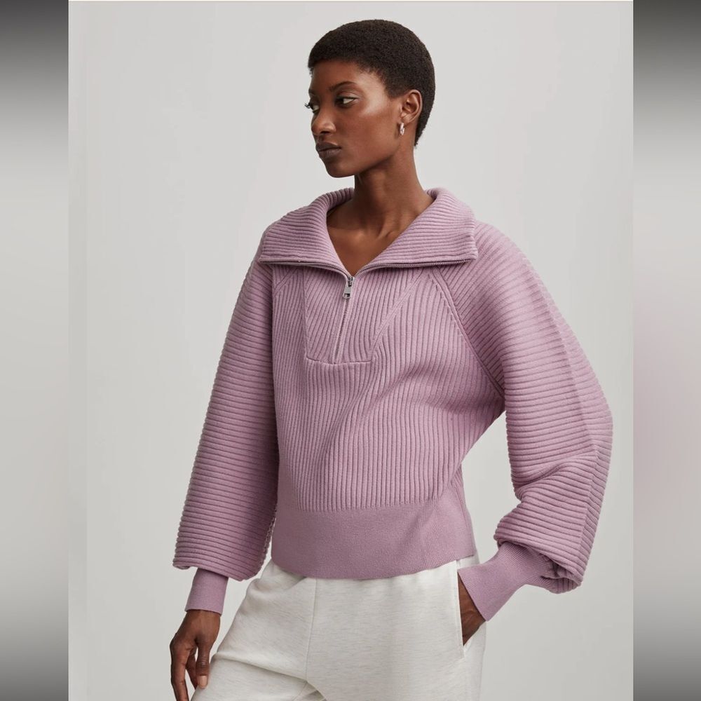 Varley Reid Half-Zip Knit Pullover in Smokey Grape sz M
